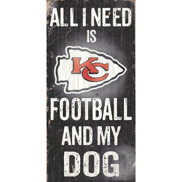 NFL Kansas City Chiefs Football Fan Sign Wooden Football and My Dog Wall Art New - Picture 3 of 3